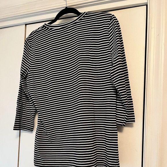 Rebecca Malone Striped Top w/Florals - Black & White - Large - Picture 3 of 3